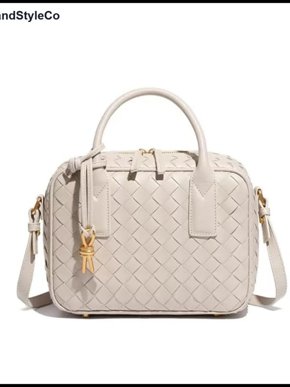 Woven Faux Leather Satchel Handbag Top Handle Crossbody Purse